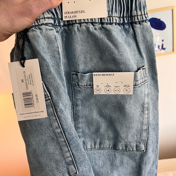 WeWoreWhat Straight Leg Mom Jeans - Pull on Indigo Denim * XS/25 - Picture 3 of 4